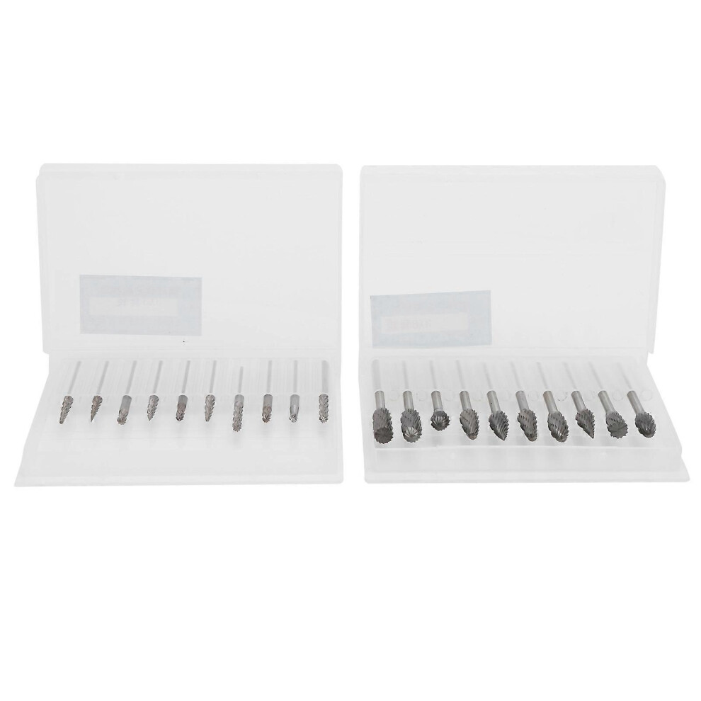 (As show, One size) 20pcs Woodworking Burr File Set Cemented Carbide Rotary Burrs Files Milling Cutter Bit Carving Tool