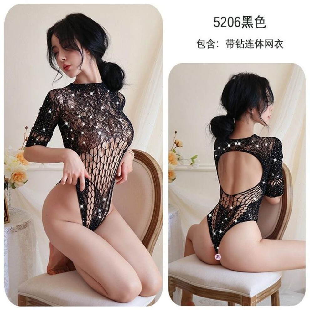 Sex Underwear Sexy Passion No-take-off Mesh Temptation Fishnet Socks Hot Diamond Onesie Plus Size