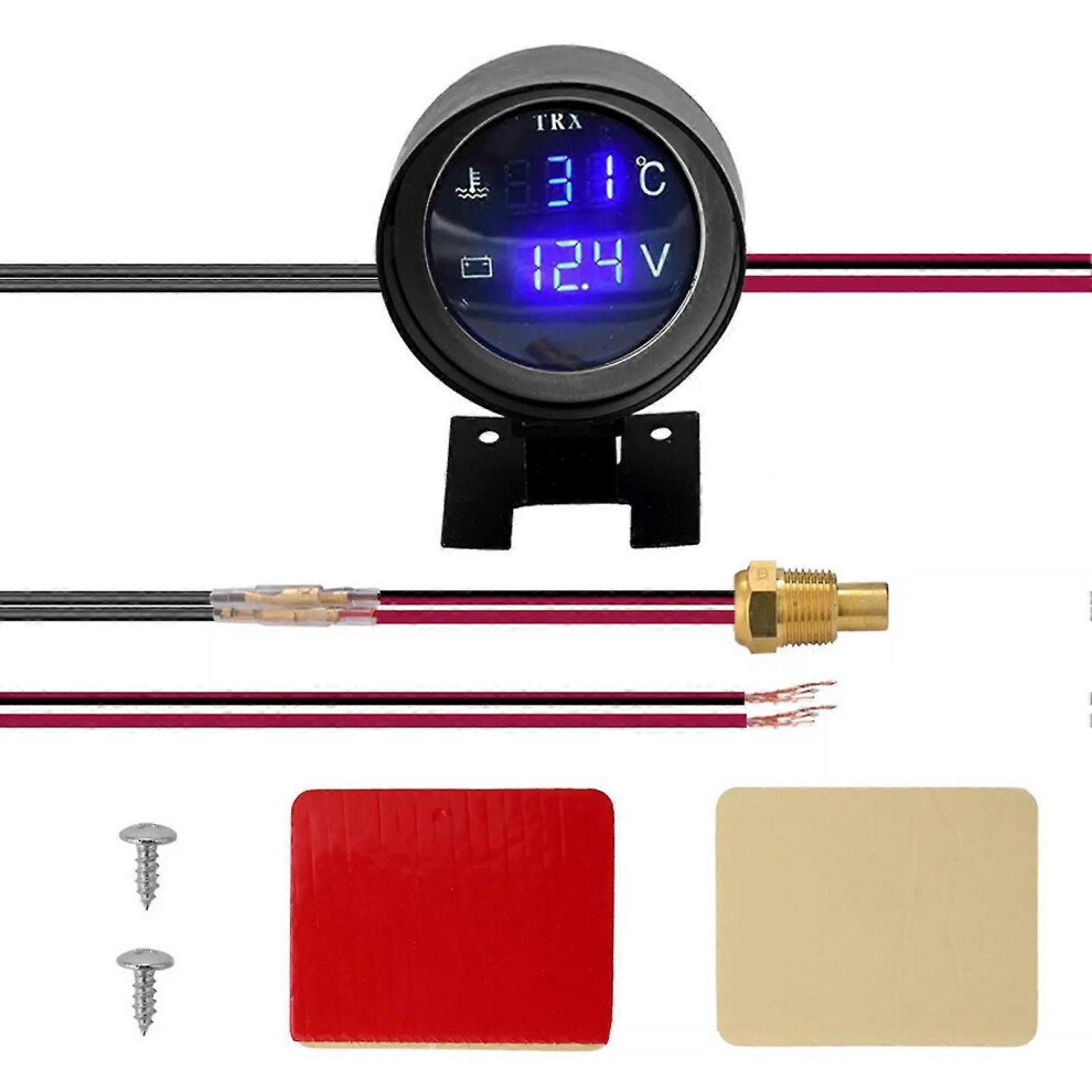 (As Show, One Size) 2 In 1 Leds Digital Car Truck Water Temp Gauge Temperature Sensor 6909775953044
