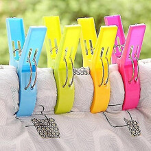 (As show, One size) Large Bright Color Clothespin Plastic Beach Towel Hanging Clothespin 8pcs