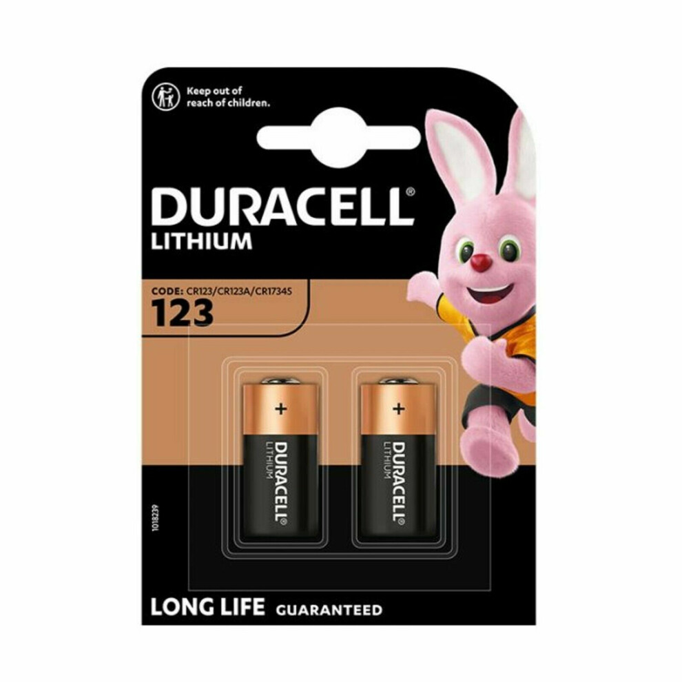 2 x Duracell CR123 3V Lithium Photo Battery Long Expiry CR17345 DL123A NEW PACKS