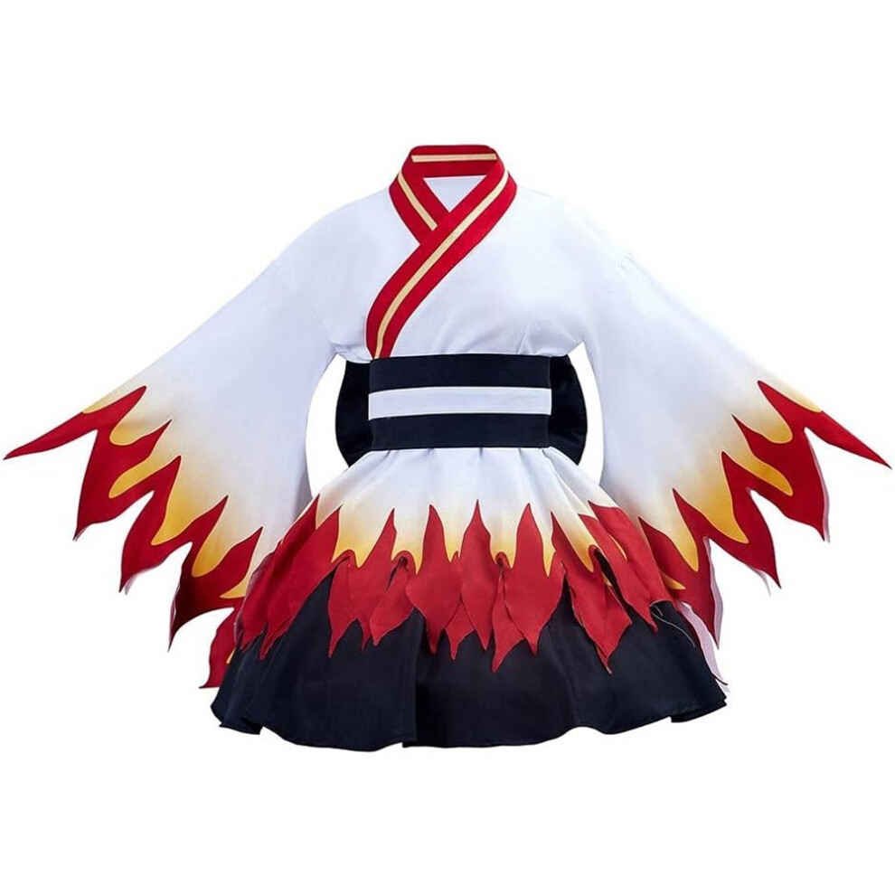 (Small) Rengoku Kyoujurou Cosplay Costume Japanese Anime Lolita Kimono Maid Cosplay Uniform Dress Outfit Adult