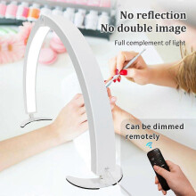 (As show, One size) ANDOER Desktop Foldable Lamplight Half-moon Shaped Fill Light LED Desk Lamp Remote Control with 3 Adjustable Color Temperature for Live Streaming Mani