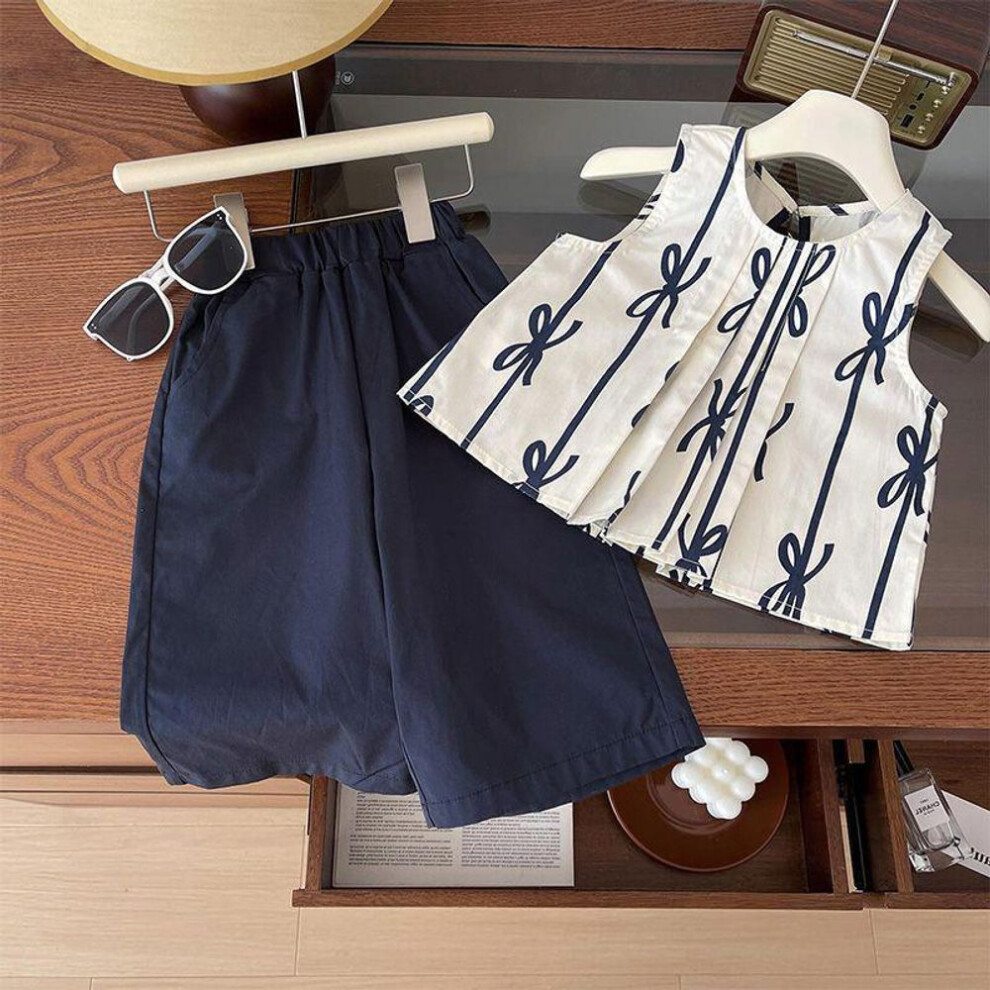 (150 cm) Korean Style Sleeveless Top & Shorts Fashion Set For Girls