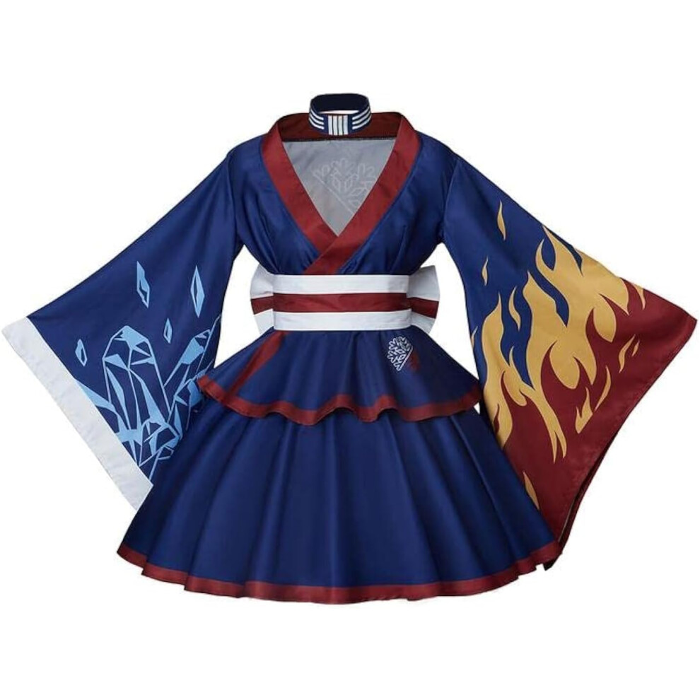(  Multicolored, Small) Women's Asui Tsuyu Kimono Dress Todoroki Cosplay Costume Japanese Lolita Robe