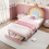 3ft Single Upholstered Bed with Storage Drawer, Rainbow Headboard,Pink 1