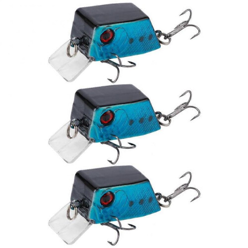 3PCS Unique Square Shape Mini Lure Artificial Simulation Lifelike Bait Fishing Tackle3# 1