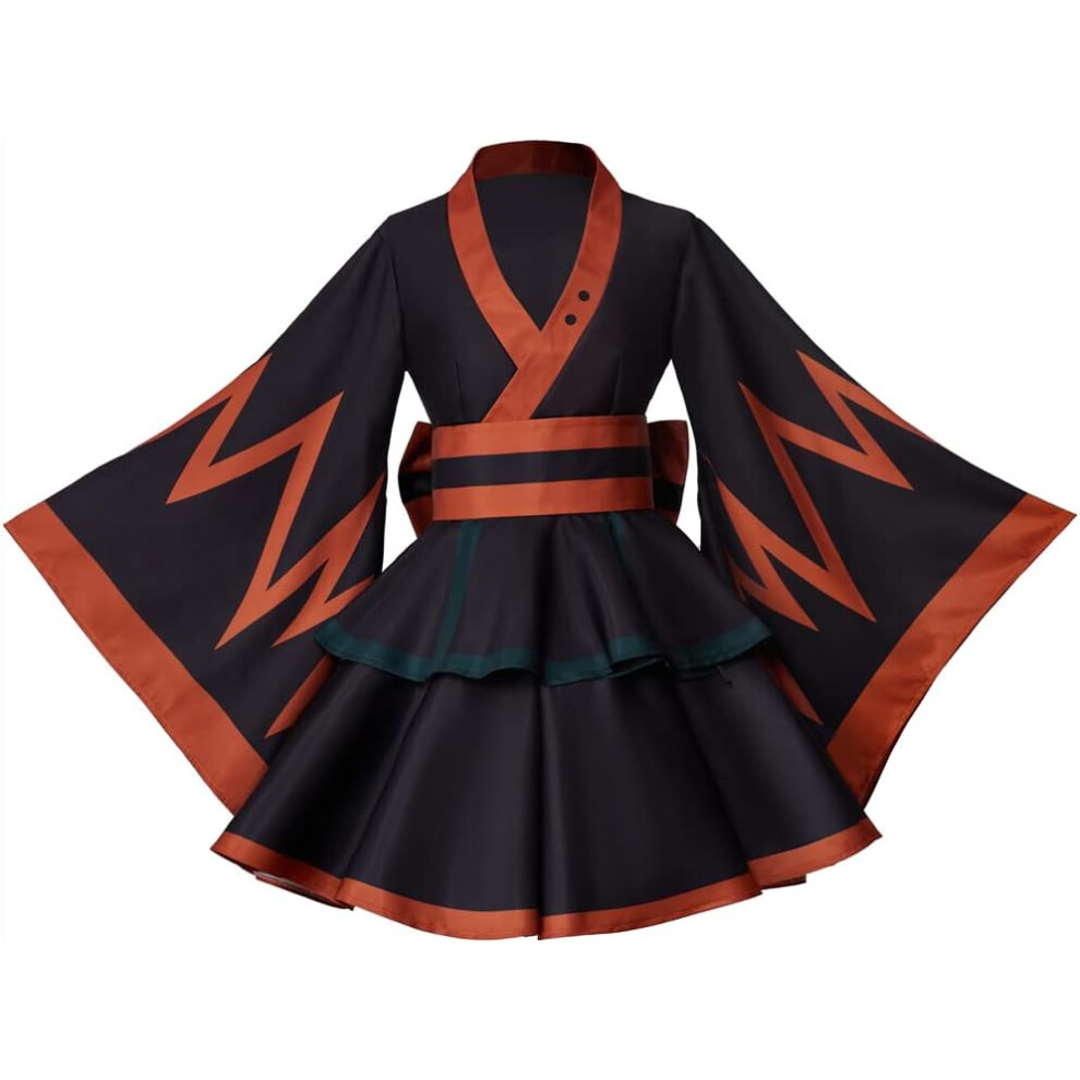 (Large) Anime My Hero Katsuki Kimono Cosplay Costume Women's Lolita Maid Dress Kimono Halloween Outfits
