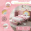 3ft Single Upholstered Bed with Storage Drawer, Rainbow Headboard,Pink 5