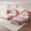 3ft Single Upholstered Bed with Storage Drawer, Rainbow Headboard,Pink 8