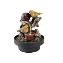 Small Robin Water Fountain Garden Water Feature LED Robin On Jugs 23cm