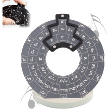 (With base, Gray) Guitar Music Theory Disc Circle of Fifths,Circle of Fifths Wheel,Circle of Fifths Wheel Metal Melody Tool,Chord Wheel Musical Instrument,Melody School