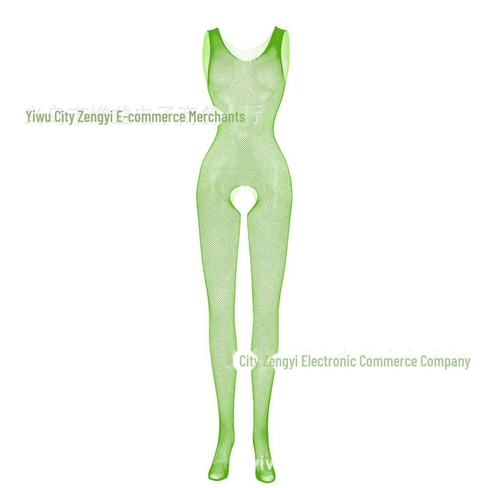 (light green, One Size [Simple Pack]) Black Silk Milk-leak Stockings: Transparent Hollow Pajamas With Suspenders, Open Crotch Design W253.