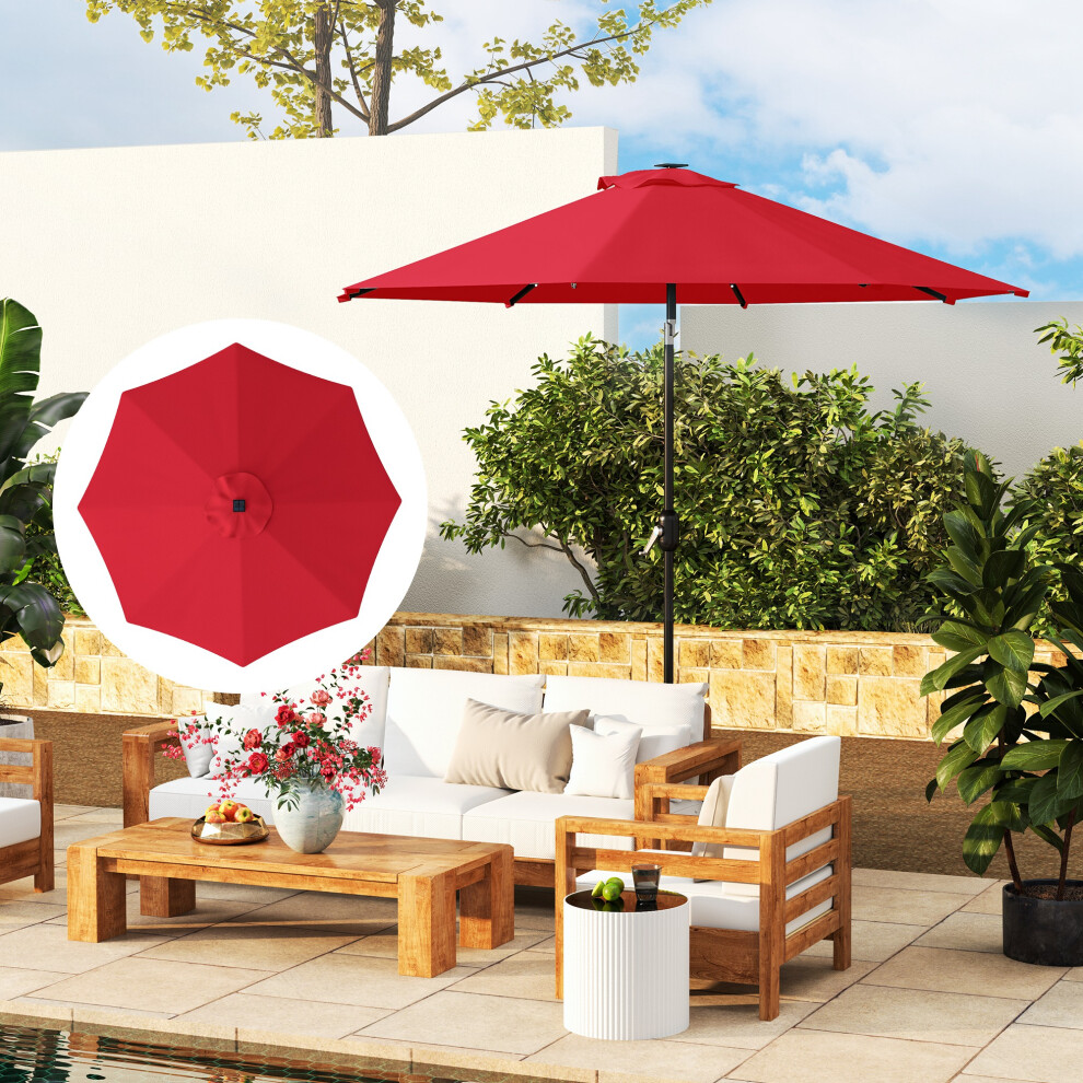 (Red) Outsunny UPF 50+ Replacement Parasol Canopy Parasol Cover Replacement