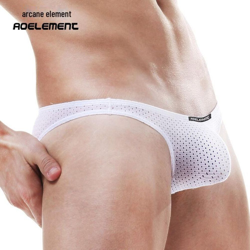 (4XL, white) Ice Silk Mesh Breathable Transparent Briefs - Trendy, Sexy Underwear for Young Men