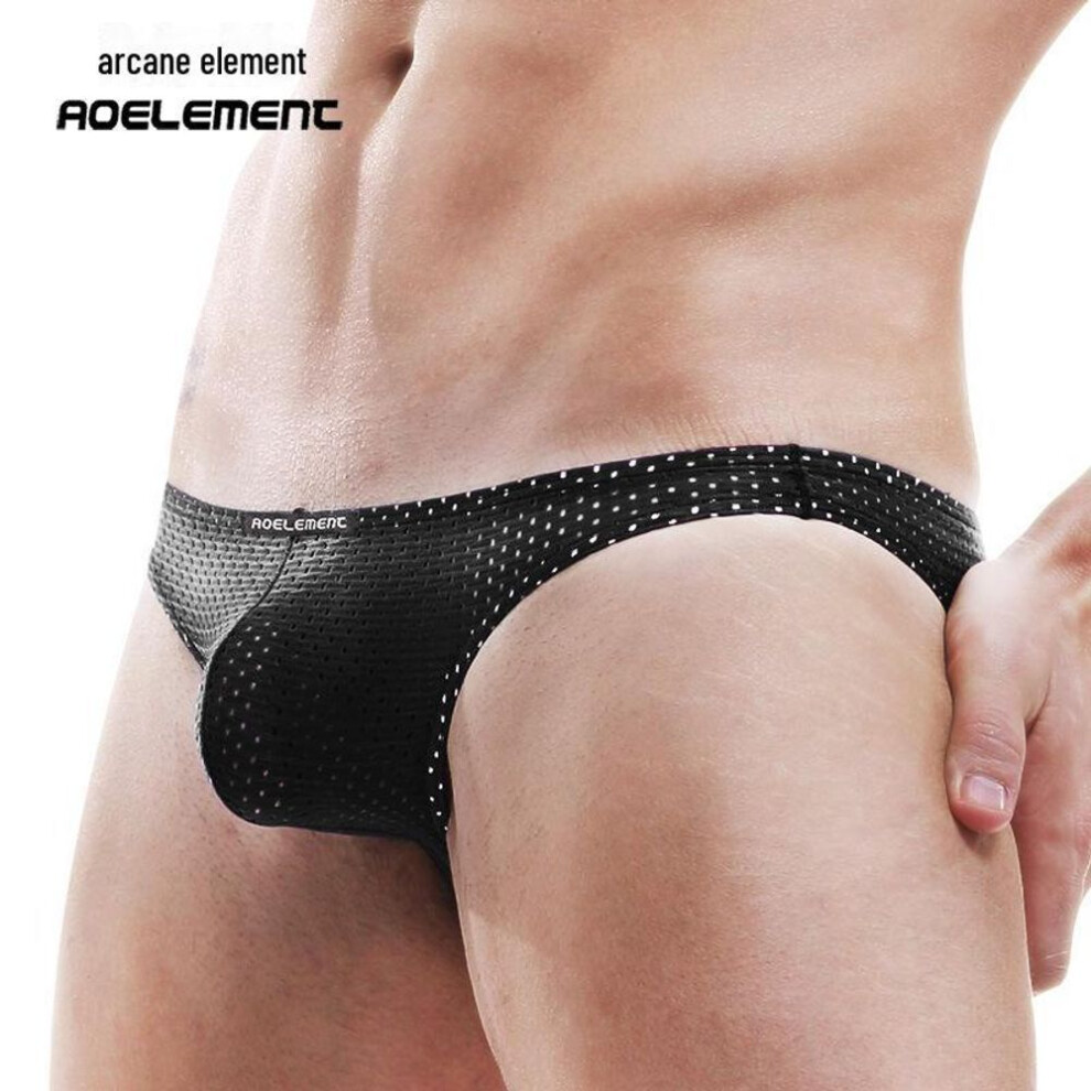 (5XL, black) Ice Silk Mesh Breathable Transparent Briefs - Trendy, Sexy Underwear for Young Men
