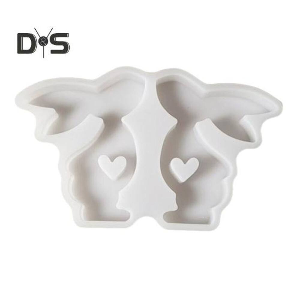 Easter Kissing Bunny Silicone Mold DIY Love Rabbit Sign Ornament Mould Handmade Decoration Crafts Making Epoxy Resin Casting Mold