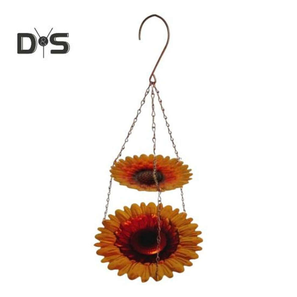 Bee Feeder Butterfly Bath Bowl Double Layer Design Sunflower Shaped Hanging Bee Drinking Cup Butterfly Watering Station