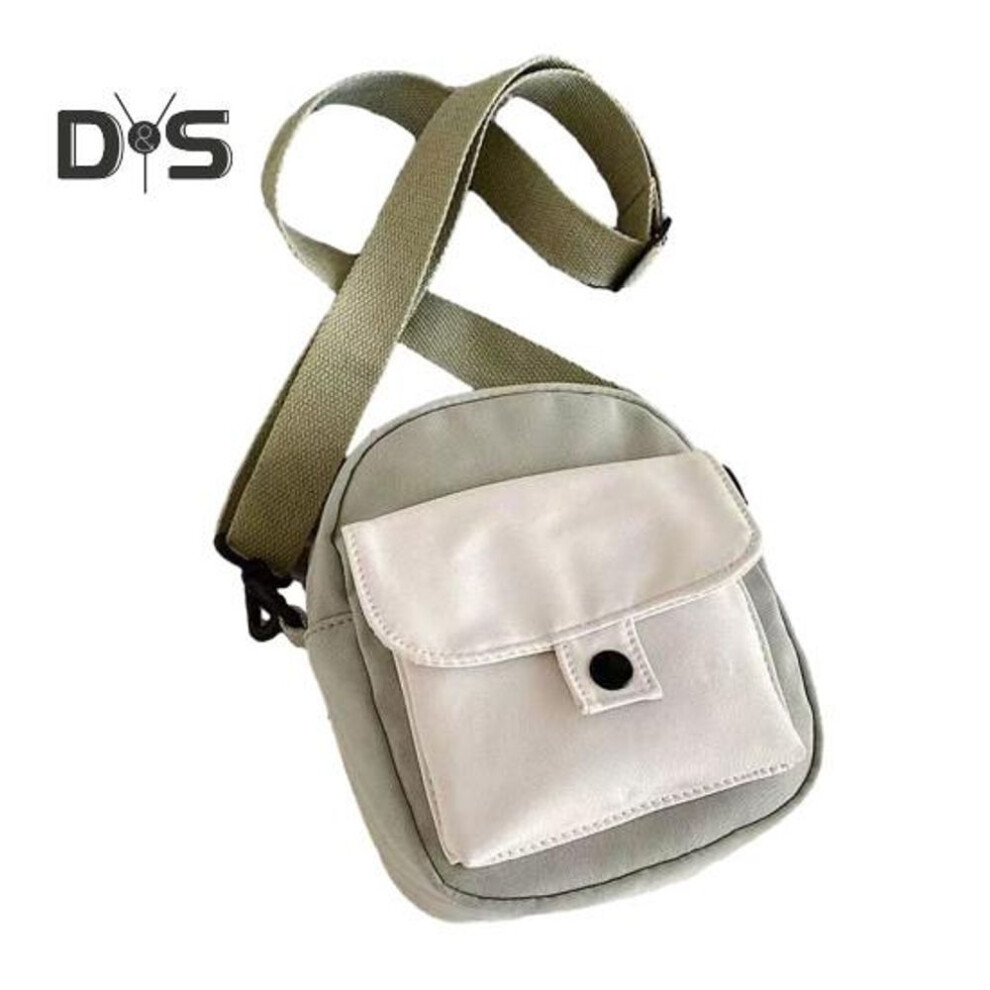 (green) Canvas Shoulder Bag Cartoon Pattern Zipper Closure Crossbody Handbag with Adjustable Straps Tote Bag