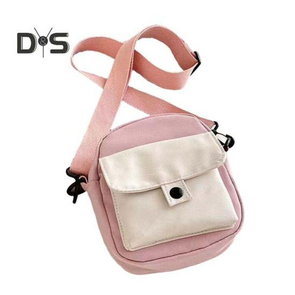 (pink) Canvas Shoulder Bag Cartoon Pattern Zipper Closure Crossbody Handbag With Adjustable Straps Tote Bag