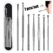 (As show, One size) 7pcs/set Stainless Steel Ear Wax Pickers Cleaner