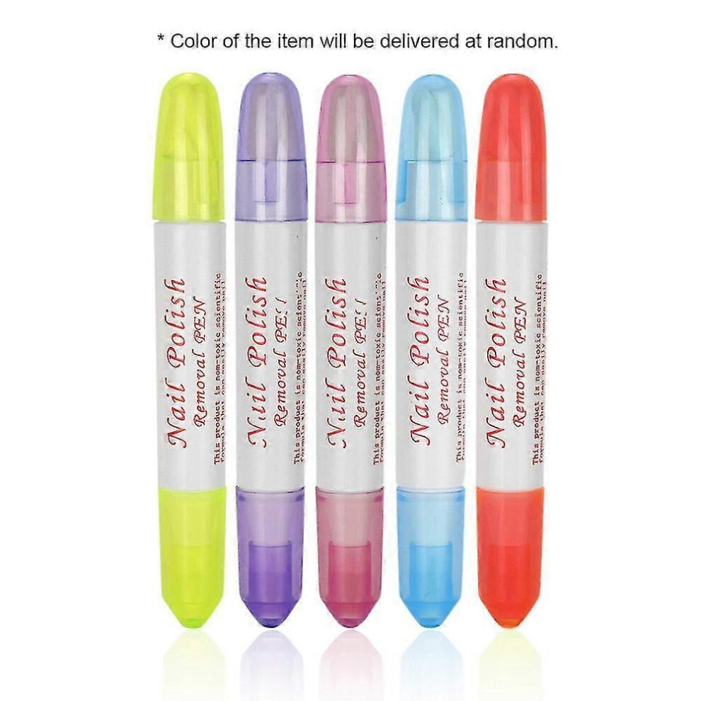 (As show, One size) Set Of 5pcs Nail Polish Remover Removal Pens With Cotton Heads