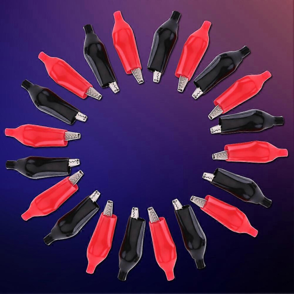 (As Show, One Size) 20Pcs 28Mm Metal Alligator Clip Crocodile Electrical Clamp For Testing Probe Meter Black&Red 6909775591307