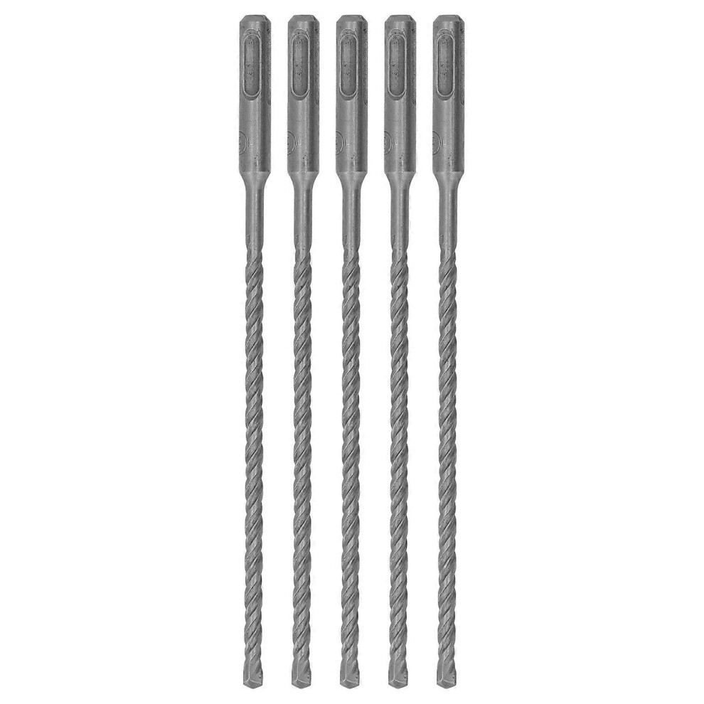 (As Show, One Size) 5Pcs Impact Drill Bits With Carbide Tip Rotary Hammer Bit 2 Flute Spiral Bits For Brick Concrete 210Mm 6Mm / 0.24In 6909775975343