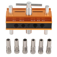 (As show, One size) Self Centering Dowelling Jig Aluminum Alloy Drilling Guide Bushings Set Wood Puncher Locator 64mm Width
