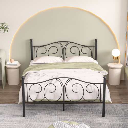 Double Bed Frame Mattress Foundation with Deluxe Headboard 1