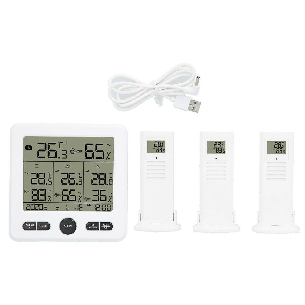 (As Show, One Size) Tsâ6210 3 In 1 Wireless Thermometer Hygrometer Indoor Outdoor Temperature Gauges With Alarm 6909775549995