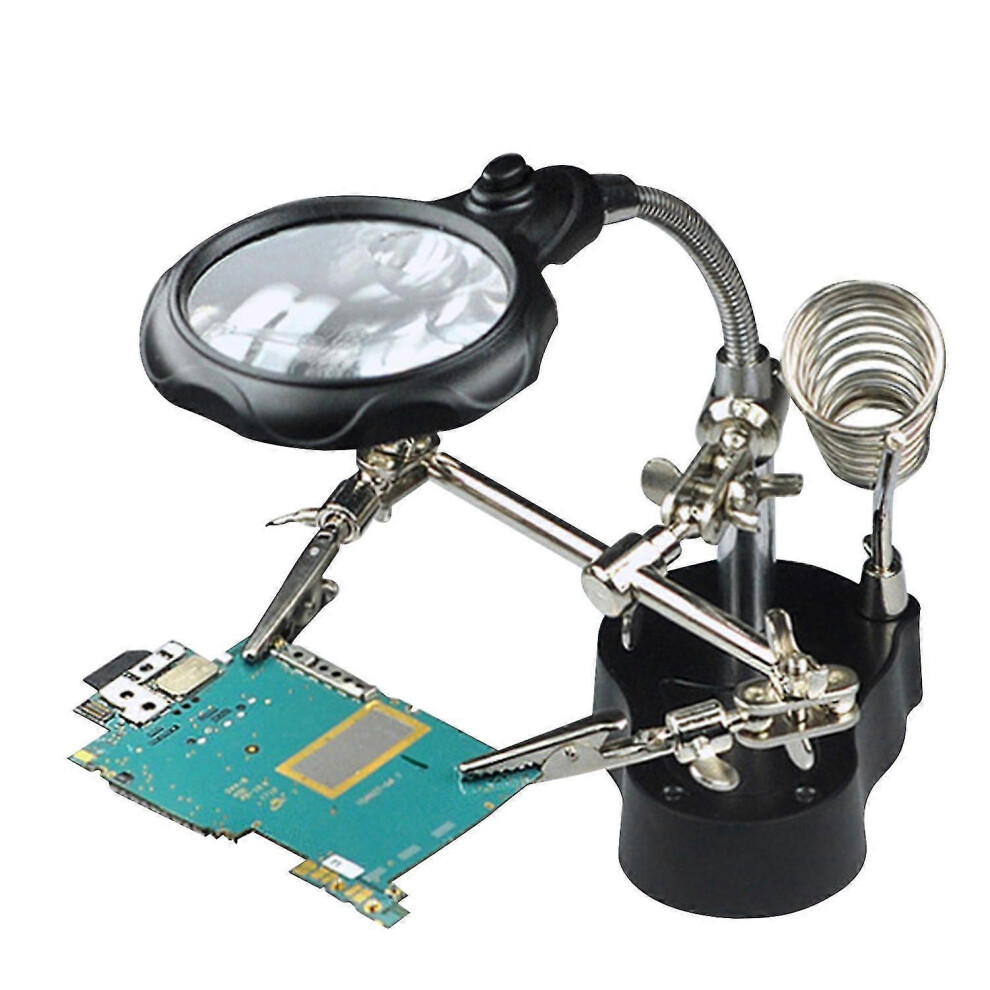 Light (As Show, One Size) 3.5X 12X Desktop Magnifier Led Helping Hands Table Magnifier