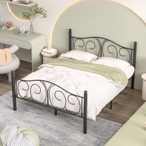 Double Bed Frame Mattress Foundation with Deluxe Headboard 2