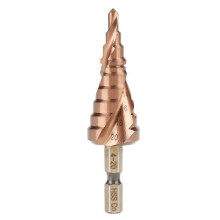 (As show, One size) 1Pcs Hexagonal Handle Spiral Groove Step Cone Cobalt Drill Bit High Speed Steel(4-20mm)