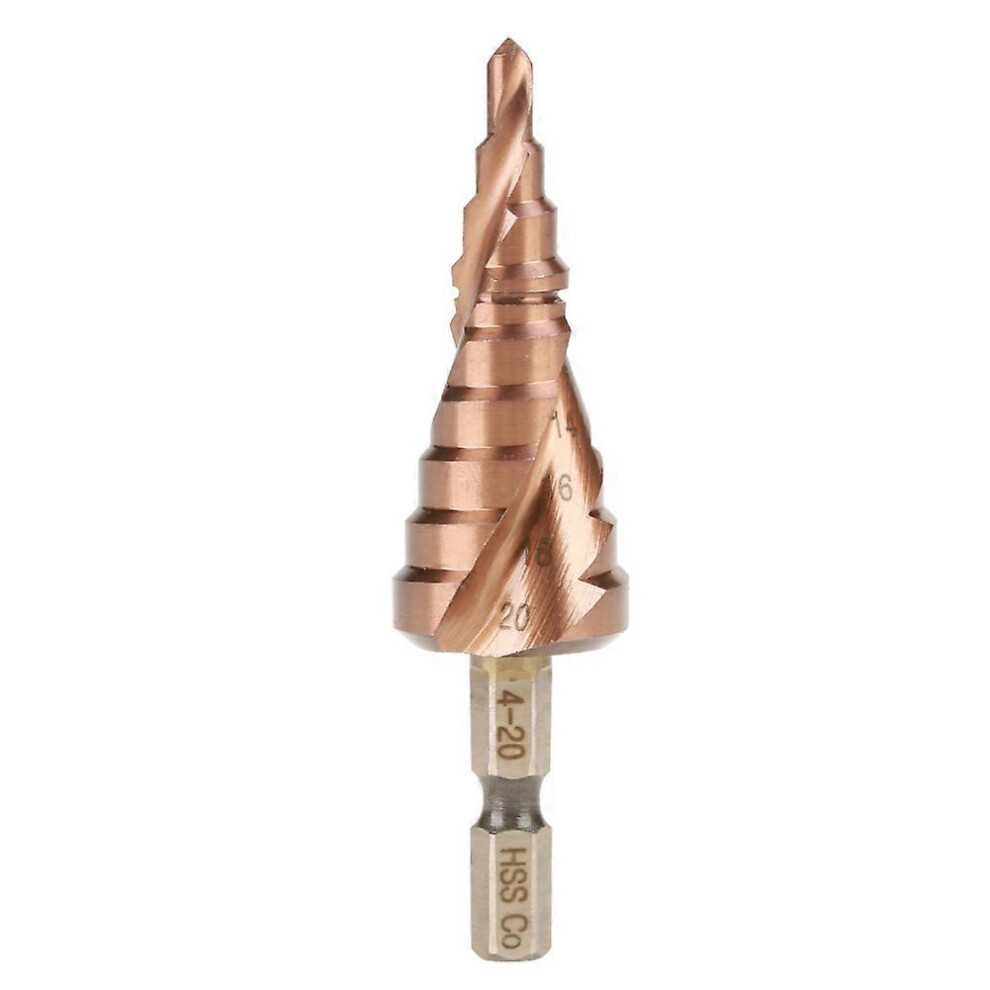 (As Show, One Size) 1Pcs Hexagonal Handle Spiral Groove Step Cone Cobalt Drill Bit High Speed Steel(4-20Mm) 6909775988435