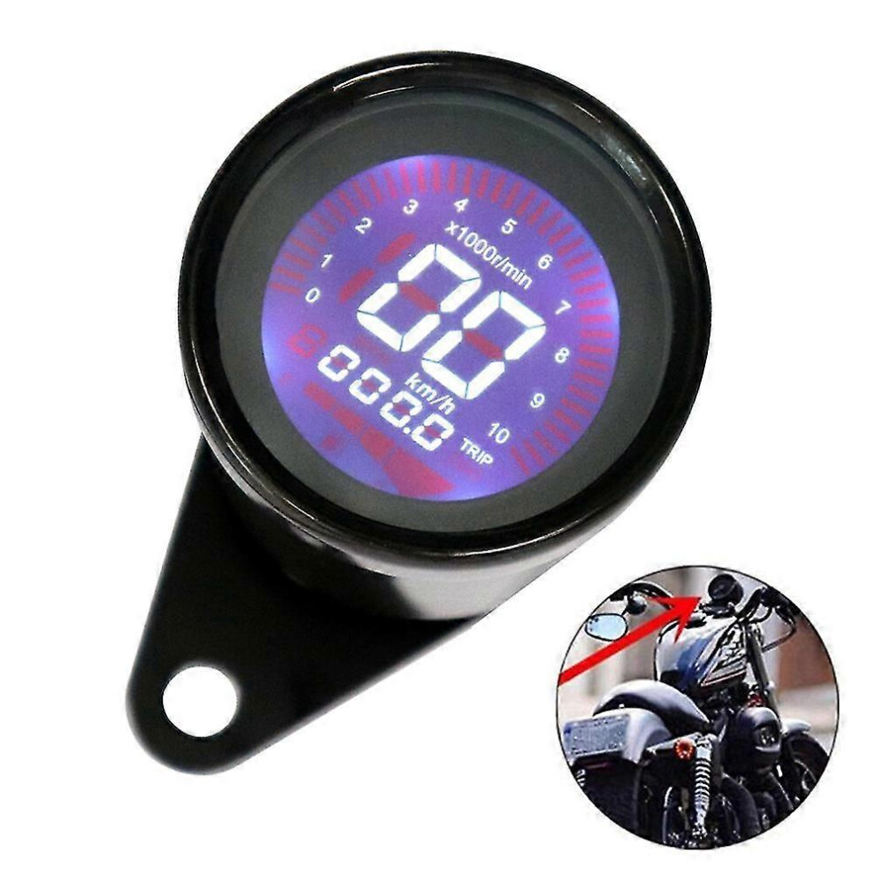 (As Show, One Size) Universal 12V Motorcycle Instrument Modified Digital Motorbike Speedometer Black 6909775948439