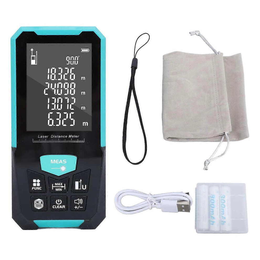 (As Show, One Size) Laser Measure 0.05Â100M 2.4 Inch Lcd Backlit Screen Ip54 Waterproof Rechargeable Digital Laser Dista 6909775600252