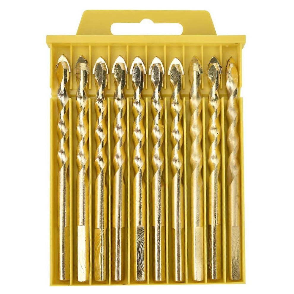 (As Show, One Size) Triangular Twisted Drill Bits Carbide Slotted Drill Bit For Ceramic Tiles Glass (6Mm 10Pcs) 6909775985557