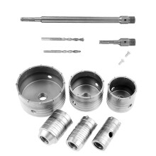 (As show, One size) 10Pcs TCT Core Drill Set 4pits Square Extension Shank Tungsten Masonry Hole Cutters