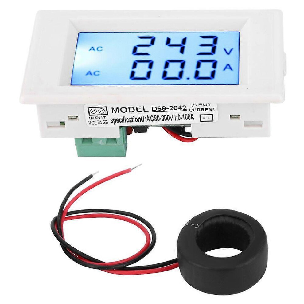 (As Show, One Size) D69-2042 Dual Display Voltmeter Ammeter Ac80-300V 0-50A 0-100A With Current Transformerwhite 6909775556764