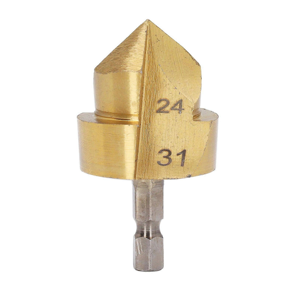 (As Show, One Size) Professional Countersink Drill Bit 32 Hex Shank Ppr Water Tube 2431Mm Blade Diameter Countersink Chamfer Tool 6909775970812
