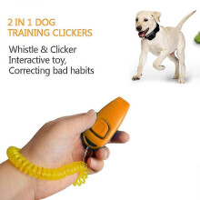 (As show, One size) 2pcs Dog Training Clickers 2 In 1 Whistle And Clicker Pet Training Tools