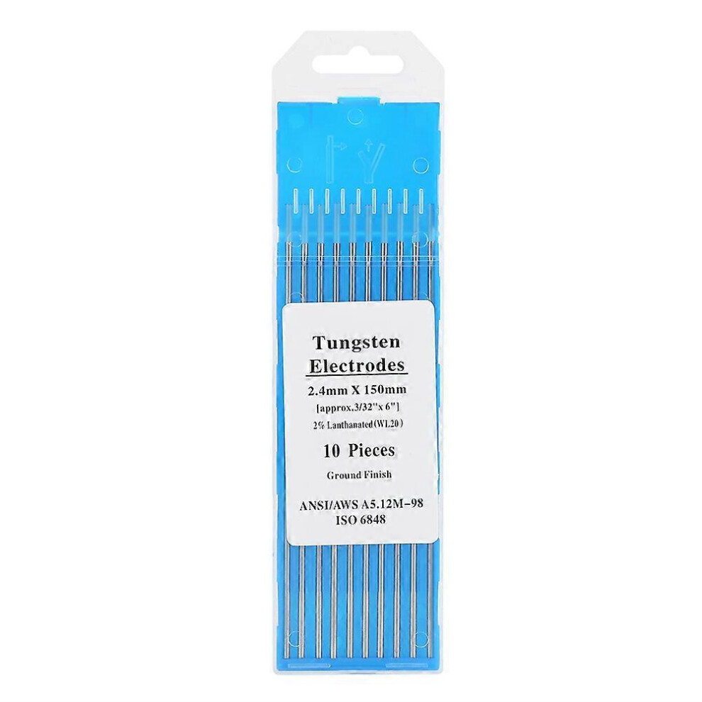 (As Show, One Size) 10Pcs Box Wl20 Tungsten Electrode Professional Tig Rod 2.0% Lanthanated (2.4Mm*150Mm) 6909775985823