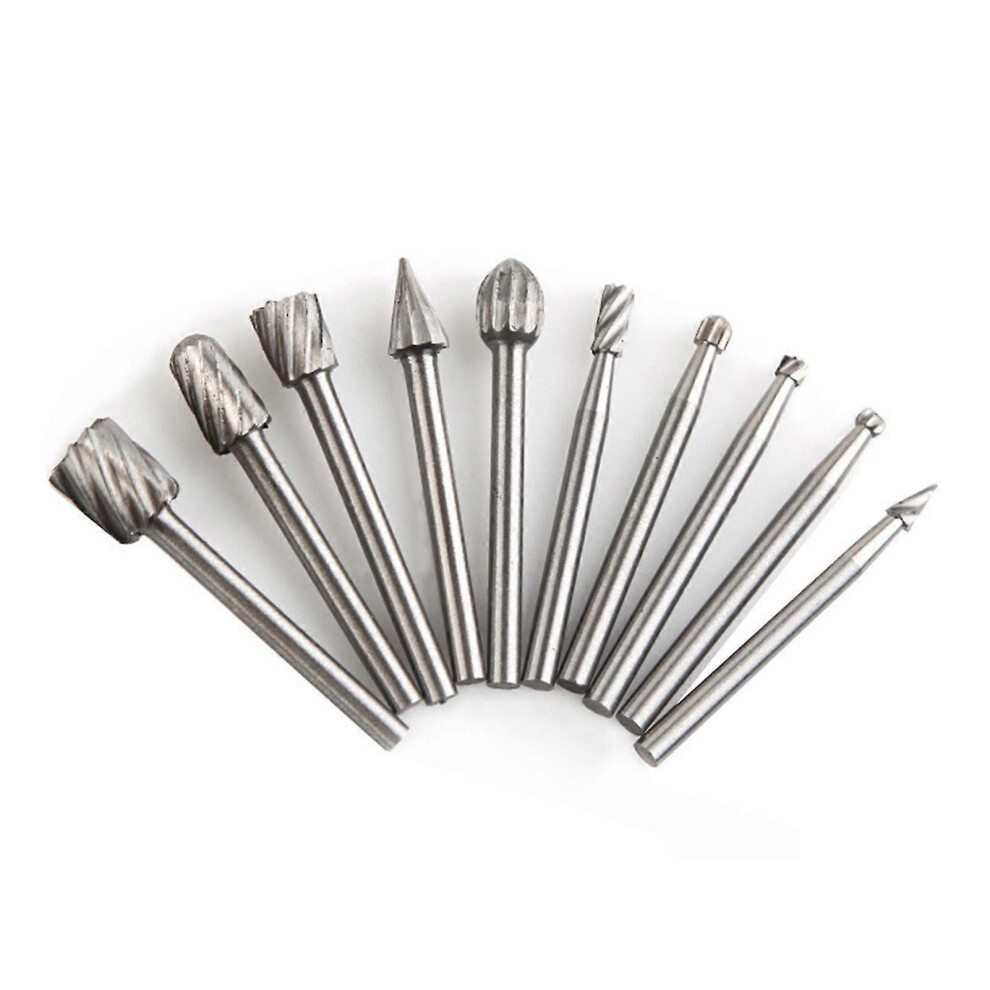 (As Show, One Size) 10Pcs Tungsten Carbide Burr Bits Set Shank Cutting Carving Routing Bur 6909775955147