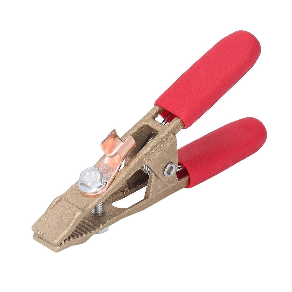 (As Show, One Size) A Shape Earth Wire Clamp Brass Grounding Work Clamp Electric Argon Arc Welding Pliers 260A Red Sheath 6909775982440
