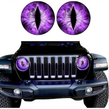 (K4) Beast Eyes Headlight Decals, 1 Pair Funny Decals for Truck Car Headlight Decoration, 3D Stereo Round Eye Headlight Decal Stickers