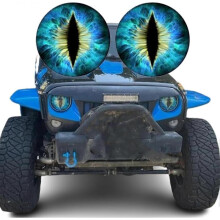 (K6) Beast Eyes Headlight Decals, 1 Pair Funny Decals for Truck Car Headlight Decoration, 3D Stereo Round Eye Headlight Decal Stickers