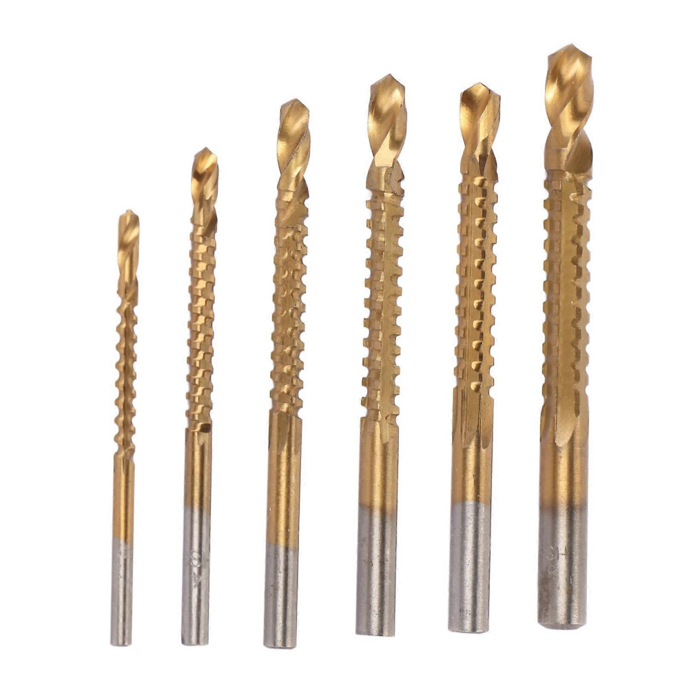 (As Show, One Size) 6 Pcs Spiral Saw Drill Bit 3 To 8Mm Hss Serrated Side Cutting Drill Bits For Wood Metal Plastic 6909775967324