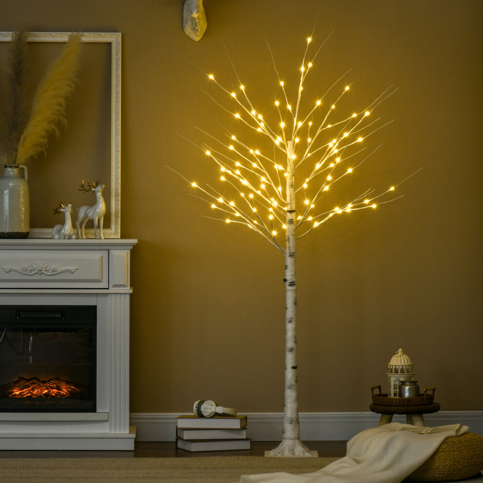 HOMCOM 6ft White Birch Artificial Tree - 96 Warm White LED Lights - Flexible Branches - Indoor/Outdoor Use - Image 4