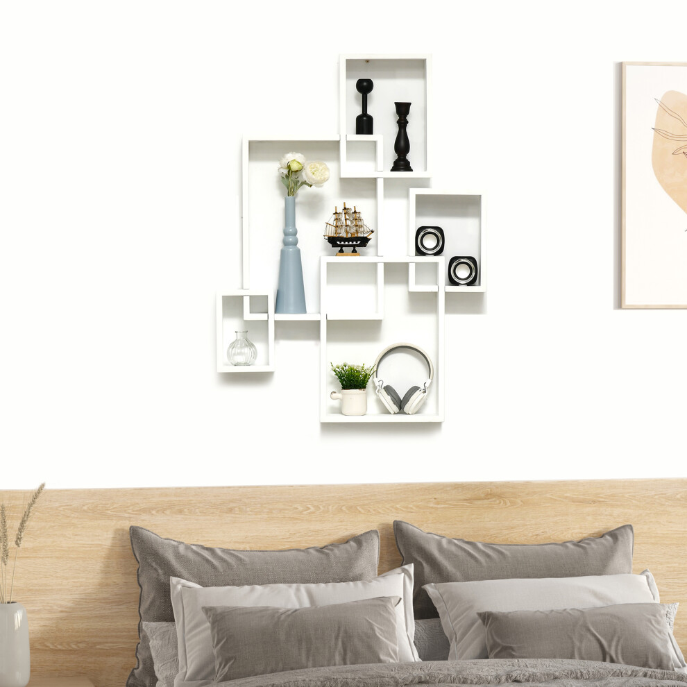 HOMCOM Floating Shelves, Interlocking Cube Shelves for Decoration, White